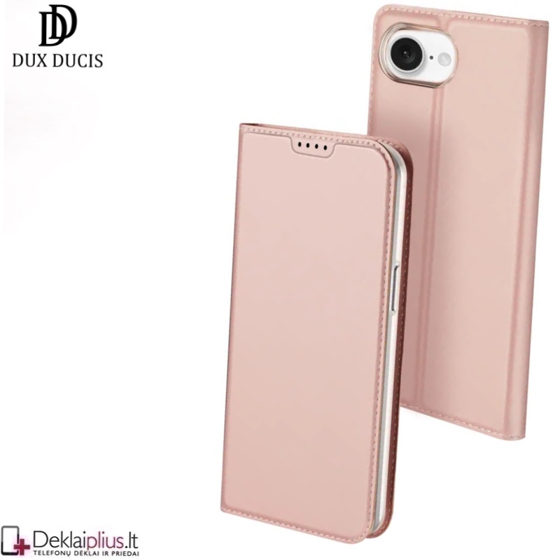 Dux Ducis Skin Pro dirbtinės odos dėklas - rausvas (Apple Iphone 16e/Iphone 17e) Dux Ducis Skin Pro dirbtinės odos dėklas - rausvas (Apple Iphone 16e/Iphone 17e)